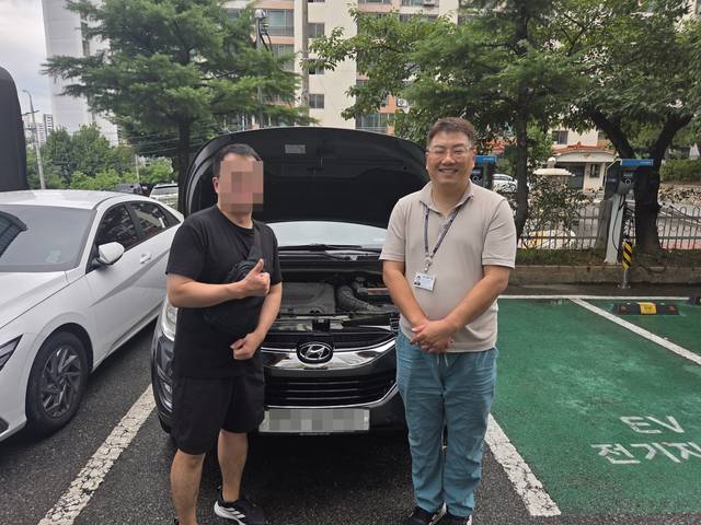 창원 성산구에서 쏘나타 중고차 수출 매입을 진행한 빈이아빠 현장 사진